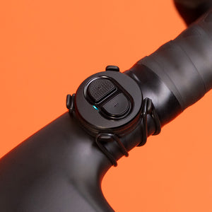 Zwift click controller on bicycle handlebar