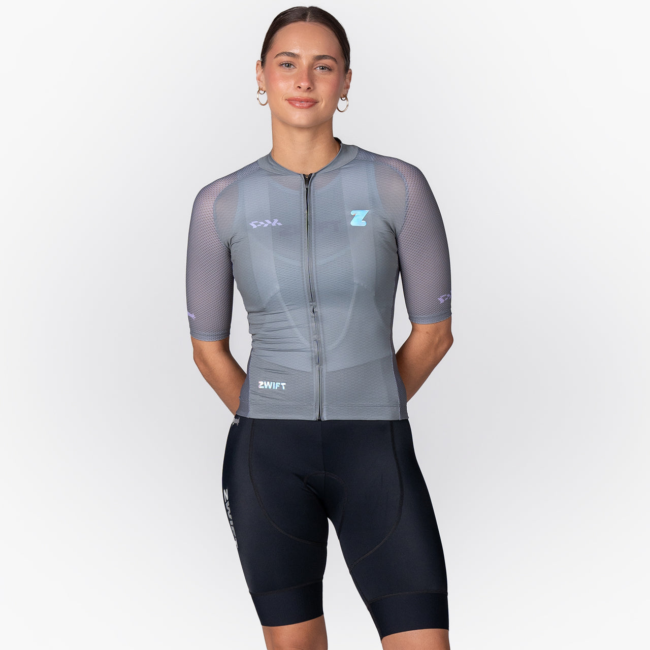 women's slate grey cycling jersey – Zwift Watopia Essentials x Pedal Mafia